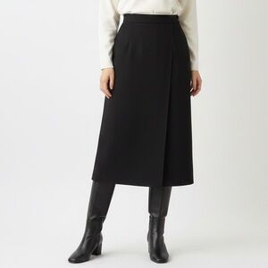 Vintage Superfine All Wool Flannel Pencil Skirt Black Lined Minimalist Midi